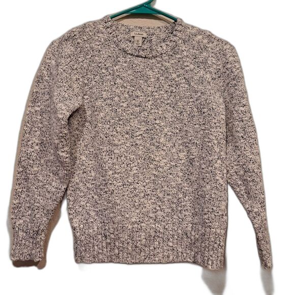 L.L. Bean Cotton Ragg Neutral Marled Navy White Sweater 100% Cotton size XS - Picture 1 of 7